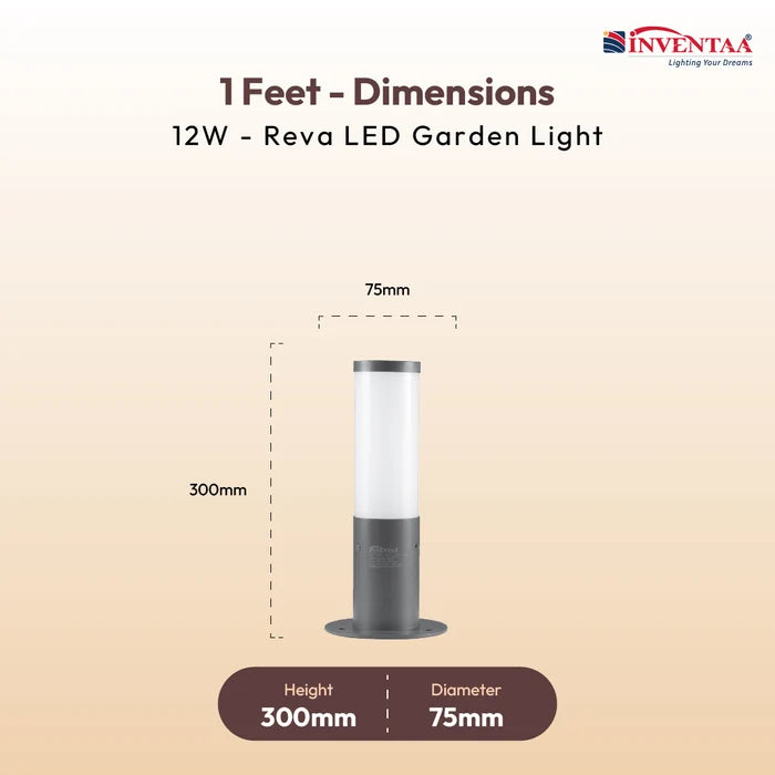 INVENTAA Reva LED Garden Bollard Outdoor Light – Waterproof Aluminium Bollard Lights