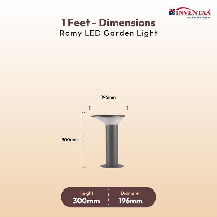 INVENTAA Romy LED Garden Bollard Outdoor Light – Waterproof Aluminium Pathway & Landscape Light