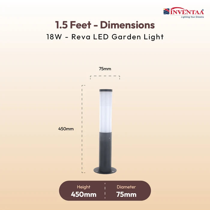 INVENTAA Reva LED Garden Bollard Outdoor Light – Waterproof Aluminium Bollard Lights