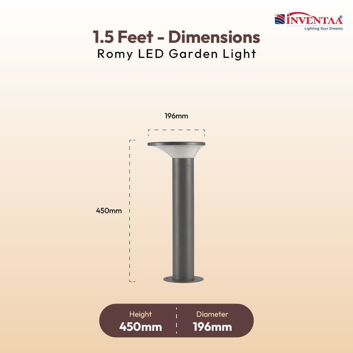 INVENTAA Romy LED Garden Bollard Outdoor Light – Waterproof Aluminium Pathway & Landscape Light