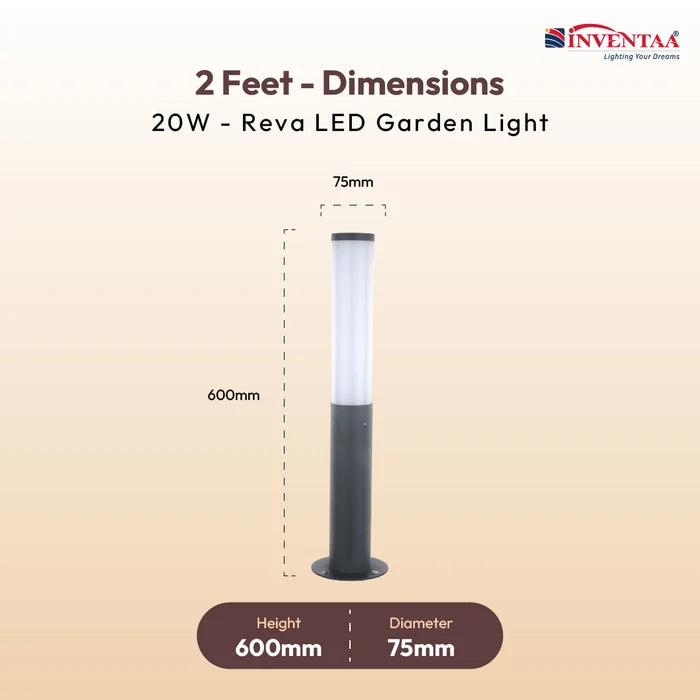 INVENTAA Reva LED Garden Bollard Outdoor Light – Waterproof Aluminium Bollard Lights