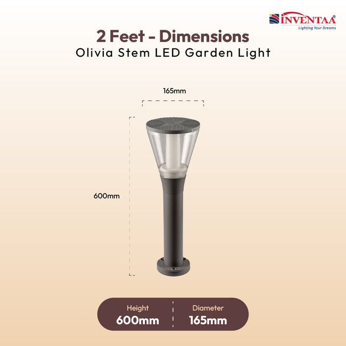 INVENTAA OLIVIA STEM 12W 3-in-1 LED Bollard Light – Colour Changing Garden Pathway Light