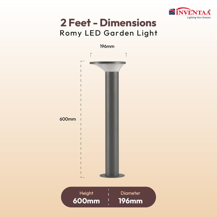 INVENTAA Romy LED Garden Bollard Outdoor Light – Waterproof Aluminium Pathway & Landscape Light