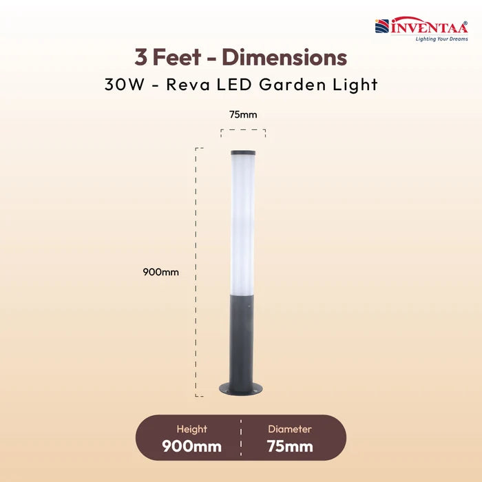 INVENTAA Reva LED Garden Bollard Outdoor Light – Waterproof Aluminium Bollard Lights