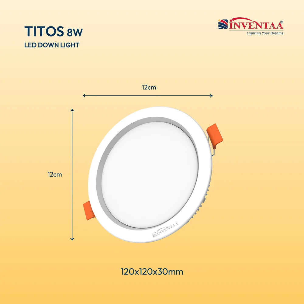 INVENTAA Titos LED Recessed Down Light – Round, IP20, 8W/15W/22W-Indoor Lighting-dealsplant