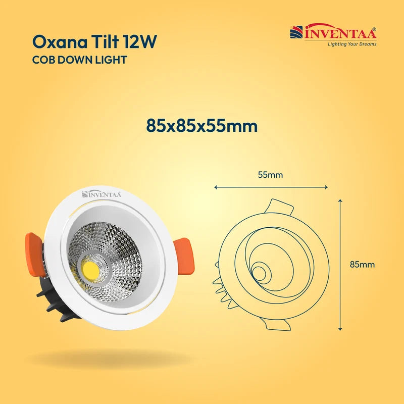 INVENTAA Oxana Tilt COB Downlight – 7W 12W 18W 30W | Cool Warm Neutral