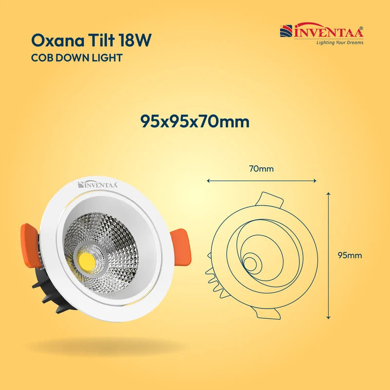 INVENTAA Oxana Tilt COB Downlight – 7W 12W 18W 30W | Cool Warm Neutral