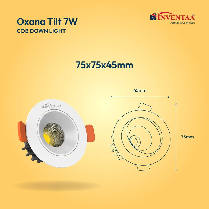 INVENTAA Oxana Tilt COB Downlight – 7W 12W 18W 30W | Cool Warm Neutral
