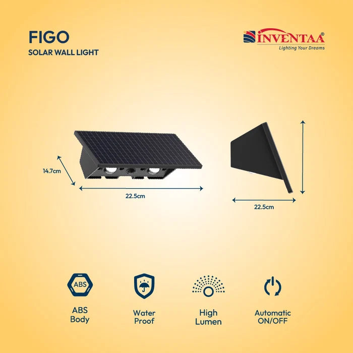 INVENTAA Figo Solar Wall Light – Smart Motion Sensor LED Solar Light for Outdoor Walls