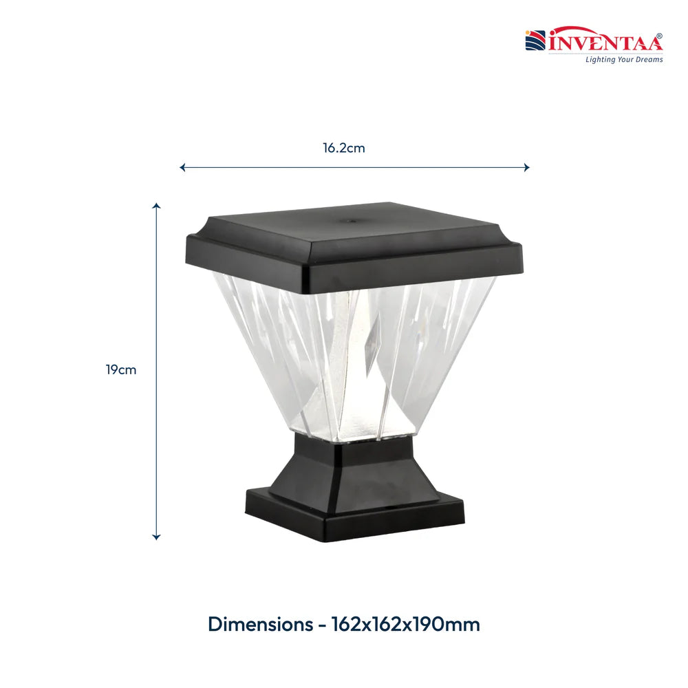 Inventaa Chiti Sky 12W Outdoor Gate Pillar Light | 3-in-1 LED (Cool, Warm & Neutral White) | Weatherproof Post Top Mount