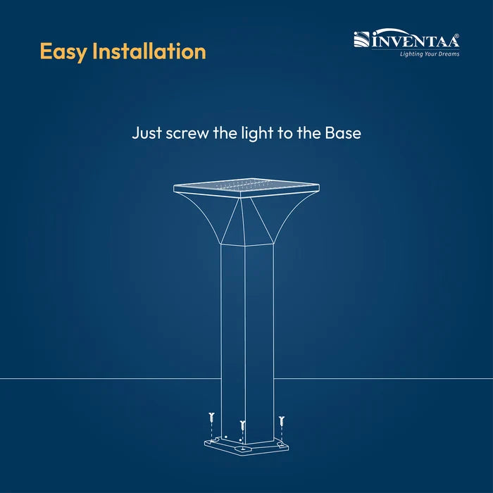 INVENTAA Bloom Solar Bollard Light – LED Solar Outdoor Garden & Pathway Light | 1ft 1.5ft 2ft