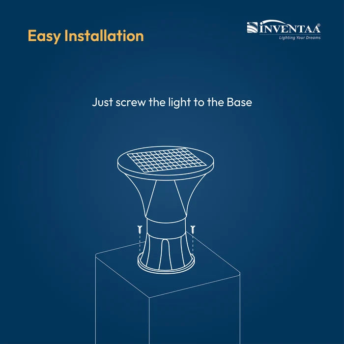 INVENTAA Pluto Solar Gate Light - Premium LED Solar Gate Lamps for Outdoor Pillars