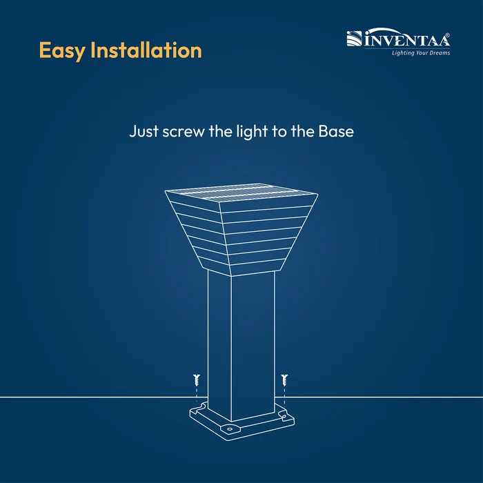 INVENTAA Villa Solar Bollard Light – LED Solar Outdoor Garden & Pathway Light | 1ft 1.5ft 2ft