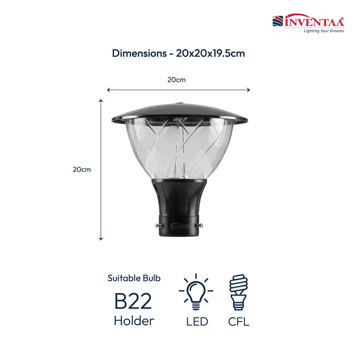 Inventaa Emiko LED Gate Pillar Light — IP65 Weatherproof, Outdoor Boundary Wall Light (Without Bulb)