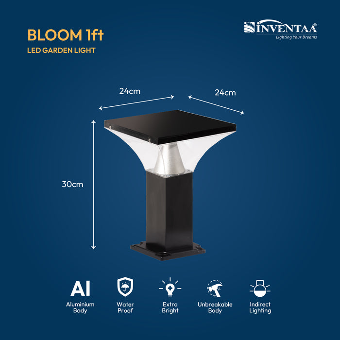 INVENTAA Bloom 20W LED Garden Bollard Light – Waterproof Outdoor Landscape Pathway Light