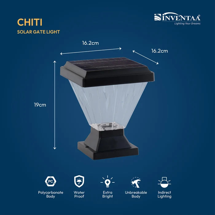 INVENTAA Chiti Solar Gate Light – LED Solar Outdoor Gate & Pillar Light