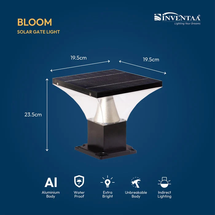 INVENTAA Bloom Solar Gate Light – LED Solar Outdoor Gate & Pillar Light