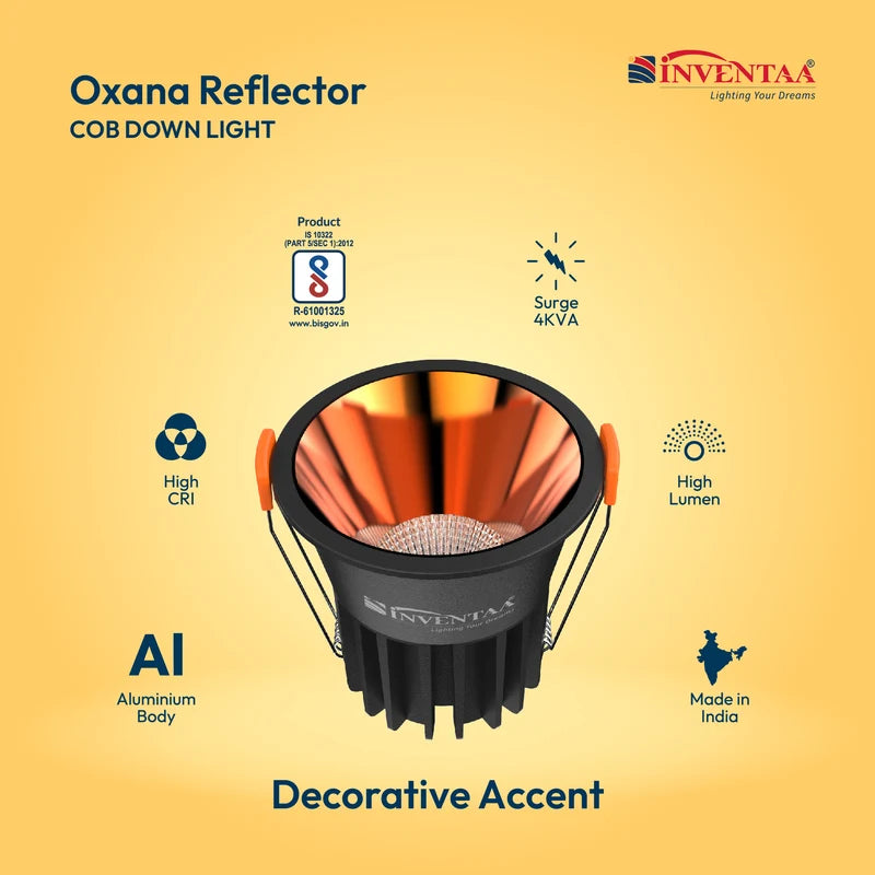 INVENTAA Oxana Reflector COB Downlight – 7W 12W 18W | Cool Warm Neutral