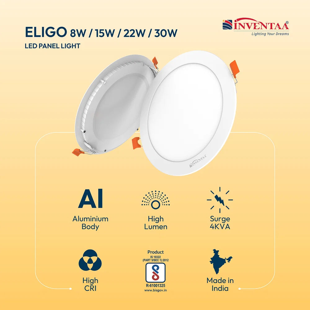 INVENTAA Eligo Round LED Panel Light Fixture-Indoor Lighting-dealsplant