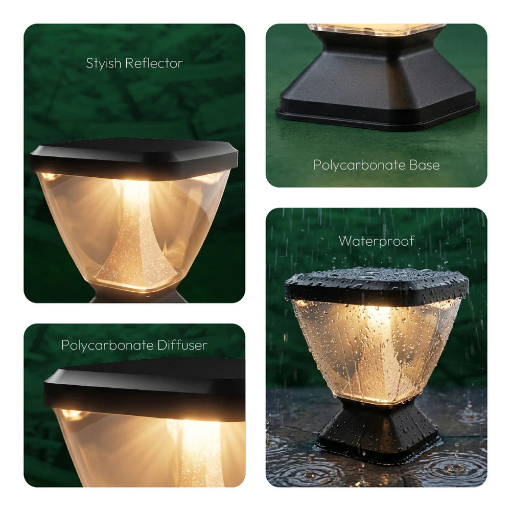 Inventaa Zenia Sky 12W Outdoor Gate Pillar Light | 3-in-1 LED (Cool, Warm & Neutral White) | Weatherproof Post Top Mount