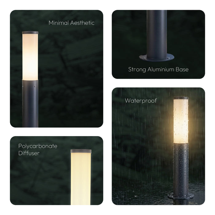 INVENTAA Reva LED Garden Bollard Outdoor Light – Waterproof Aluminium Bollard Lights