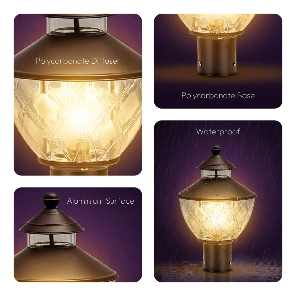 Inventaa Kitty 10W Outdoor Gate Light — 3-in-1 LED (Cool, Warm & Neutral White)-Outdoor Lighting-dealsplant
