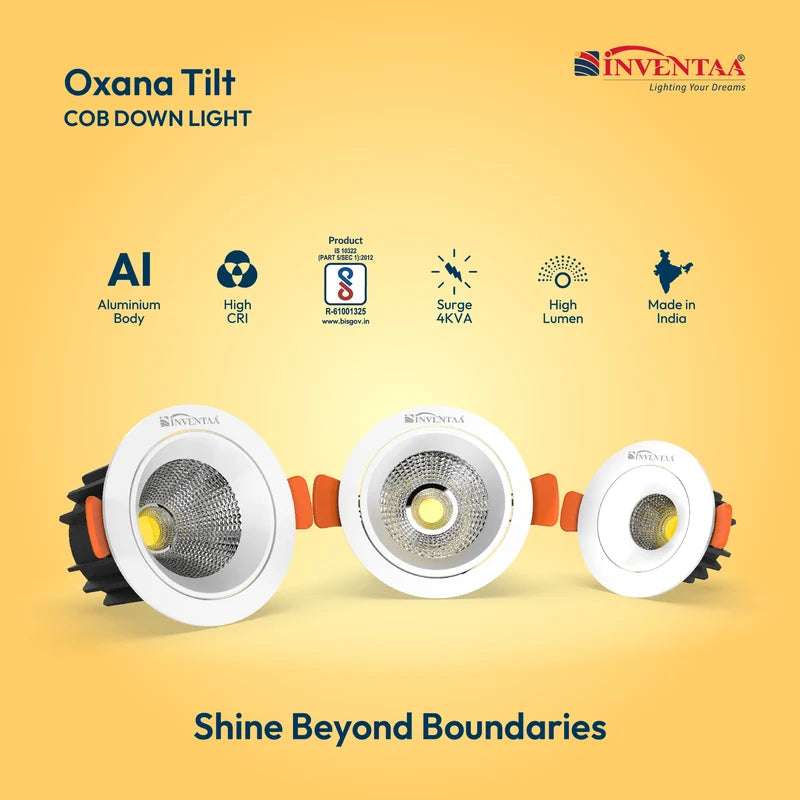 INVENTAA Oxana Tilt COB Downlight – 7W 12W 18W 30W | Cool Warm Neutral