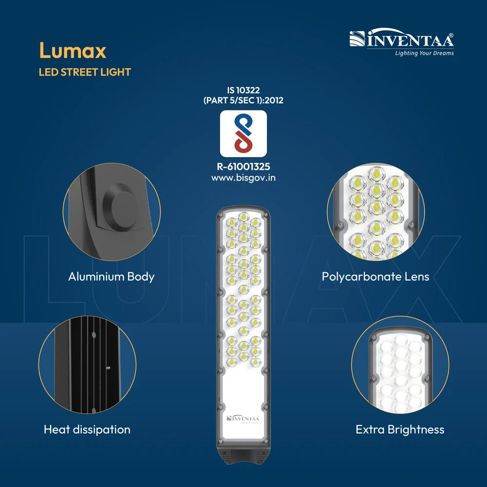 INVENTAA Lumax Lens LED Street Light – 36W, 50W & 100W