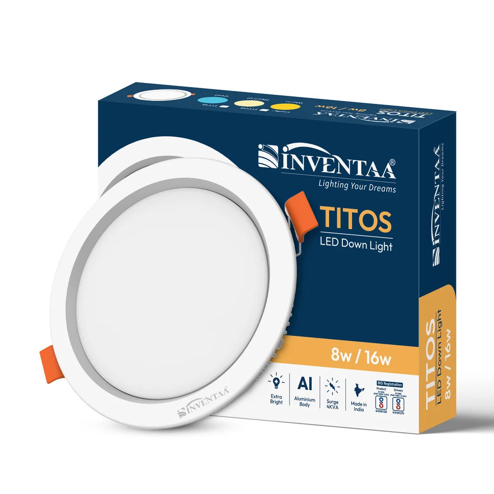 INVENTAA Titos LED Recessed Down Light – Round, IP20, 8W/15W/22W-Indoor Lighting-dealsplant