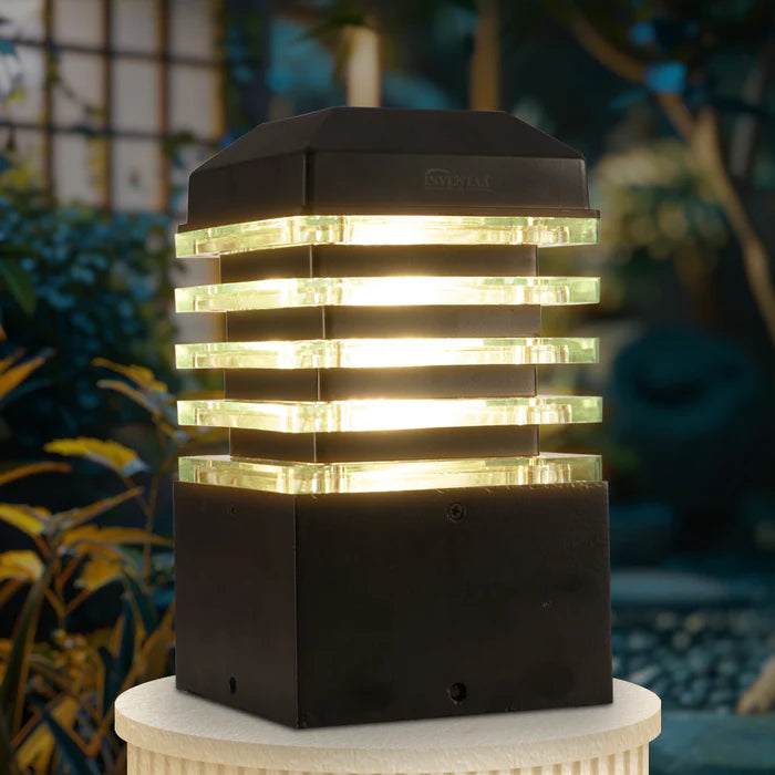 Inventaa Eberta 6" 12W LED Gate Light — Square & Round, Outdoor Compound Pillar Light with 1-Year Warranty
