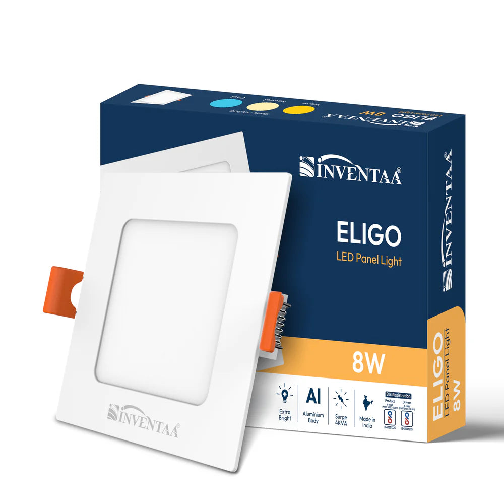 INVENTAA Eligo Square LED Panel Light – 8W/15W/22W/30W | Cool, Warm & Neutral