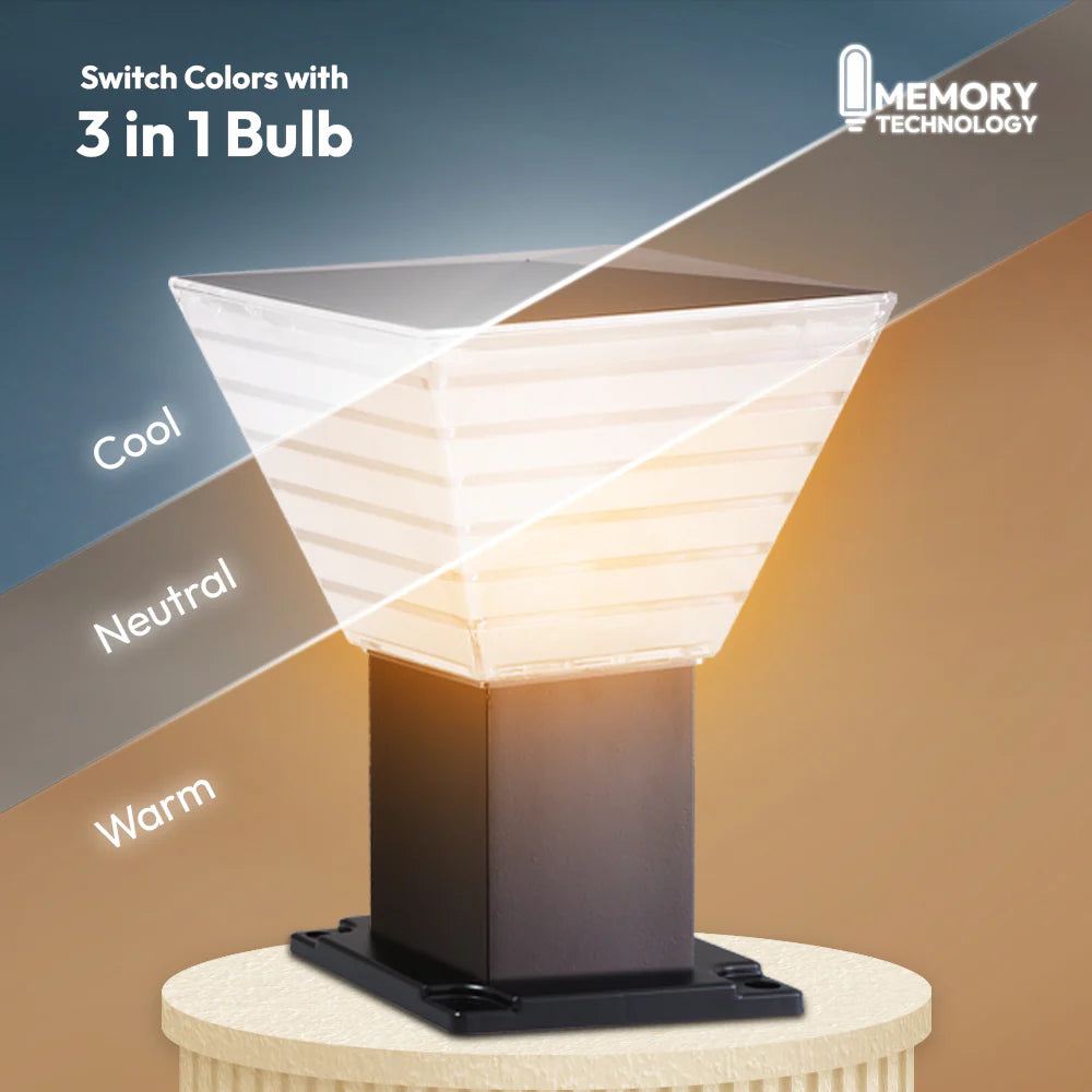 Inventaa Villa 12W Fancy Outdoor Gate Light | 3-in-1 LED (Cool, Warm & Neutral White) | Weatherproof Post Top Mount
