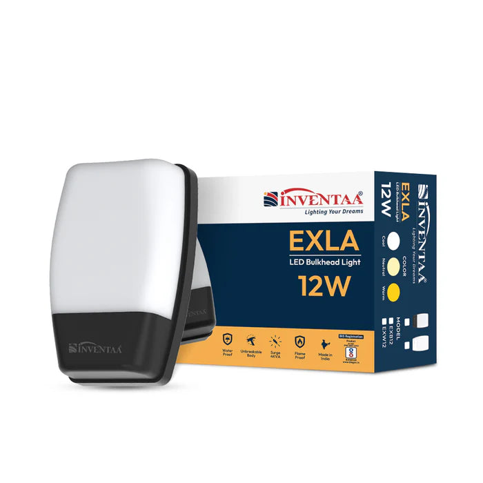 INVENTAA Exla LED Bulkhead Light – 12W & 20W Outdoor Wall Light