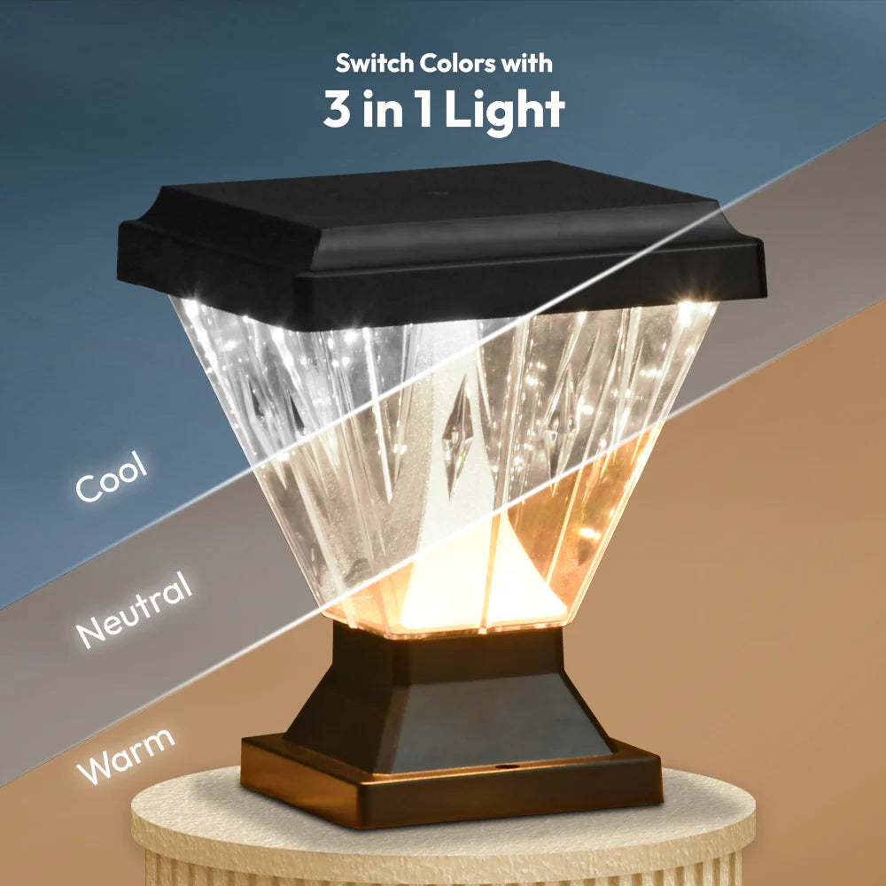 Inventaa Chiti Sky 12W Outdoor Gate Pillar Light | 3-in-1 LED (Cool, Warm & Neutral White) | Weatherproof Post Top Mount