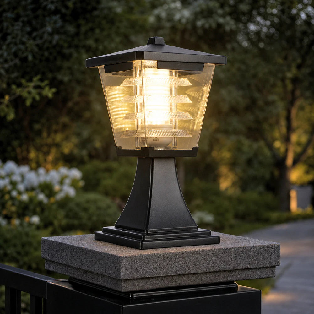 Inventaa Mini Glasis 12W Fancy Outdoor Gate Light | 3-in-1 LED (Cool, Warm & Neutral White) | Weatherproof Post Top Mount