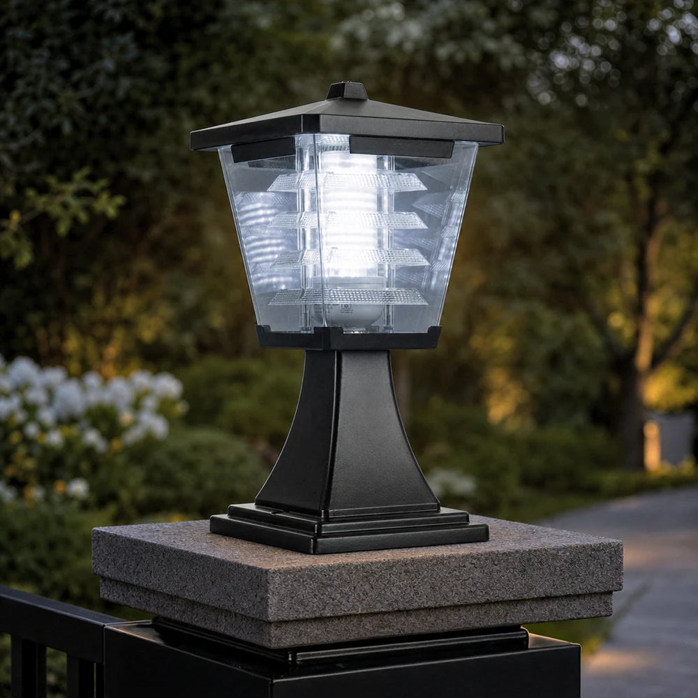 Inventaa Mini Glasis 12W Fancy Outdoor Gate Light | 3-in-1 LED (Cool, Warm & Neutral White) | Weatherproof Post Top Mount