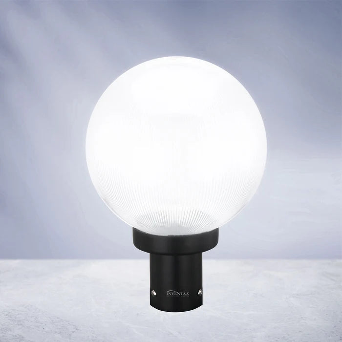 Inventaa Globe PC 18W LED Gate Light — Classic Globe Design, Outdoor Pathway & Pillar Light with 1-Year Warranty