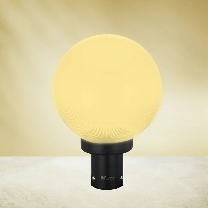 Inventaa Globe PC 18W LED Gate Light — Classic Globe Design, Outdoor Pathway & Pillar Light with 1-Year Warranty