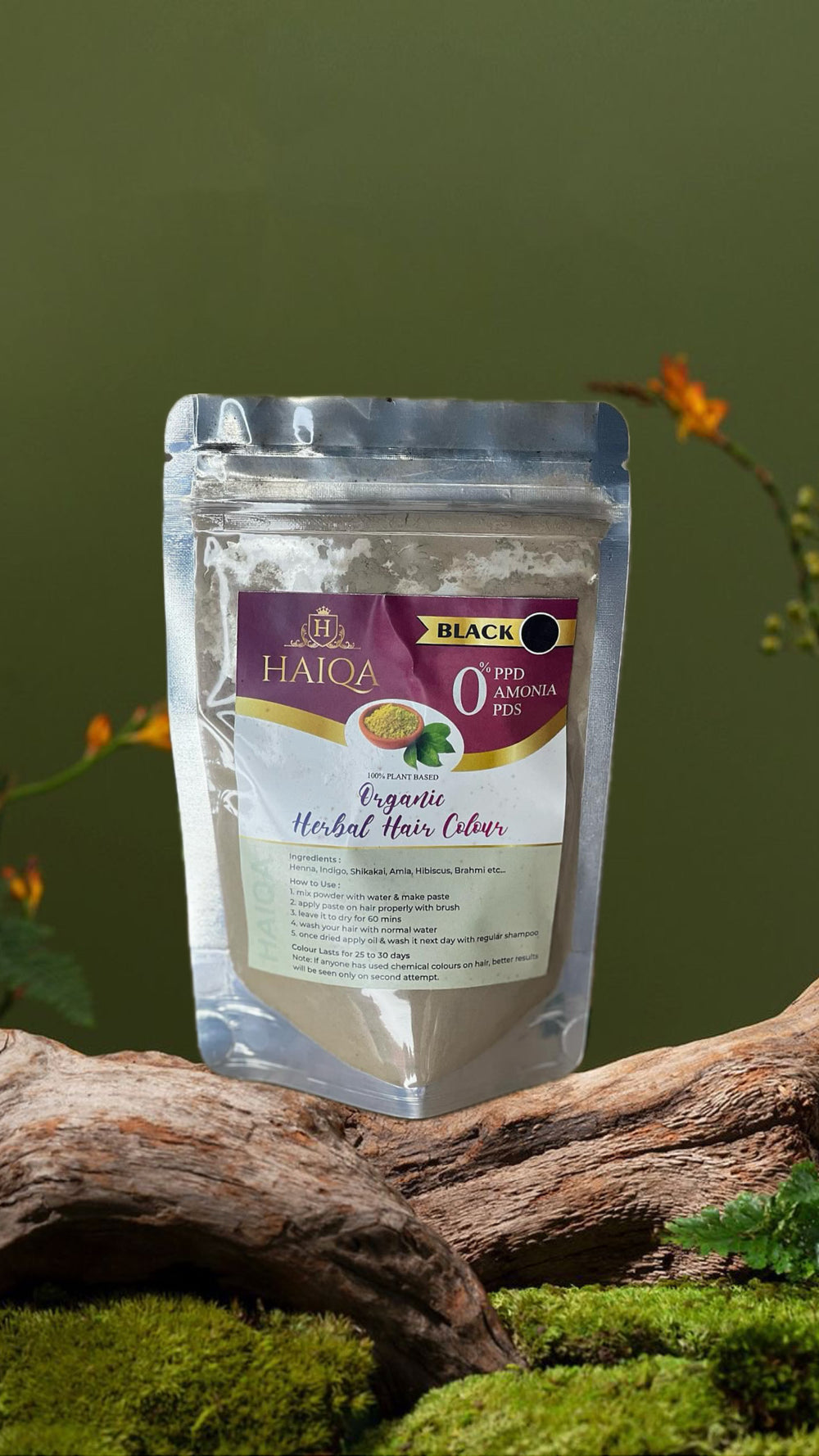 HAIQA 100% Organic Herbal Hair Colour-Black-100gram