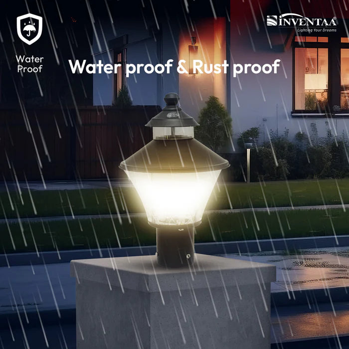 Inventaa Kitty Cute LED Gate Lamp Light — Silver, Black & Copper Finish, Outdoor Pillar Light (Without Bulb)