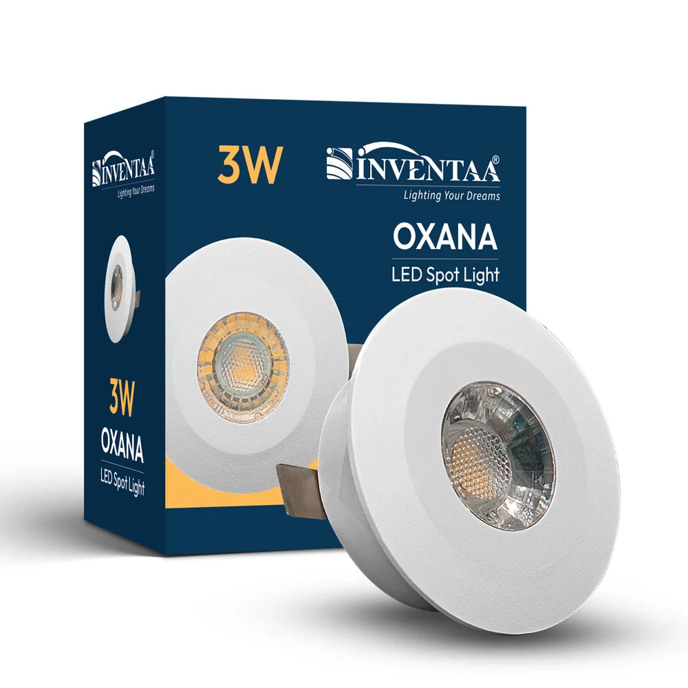 INVENTAA Oxana 3W COB LED Spotlight – Recessed, IP20, Multi-Colour