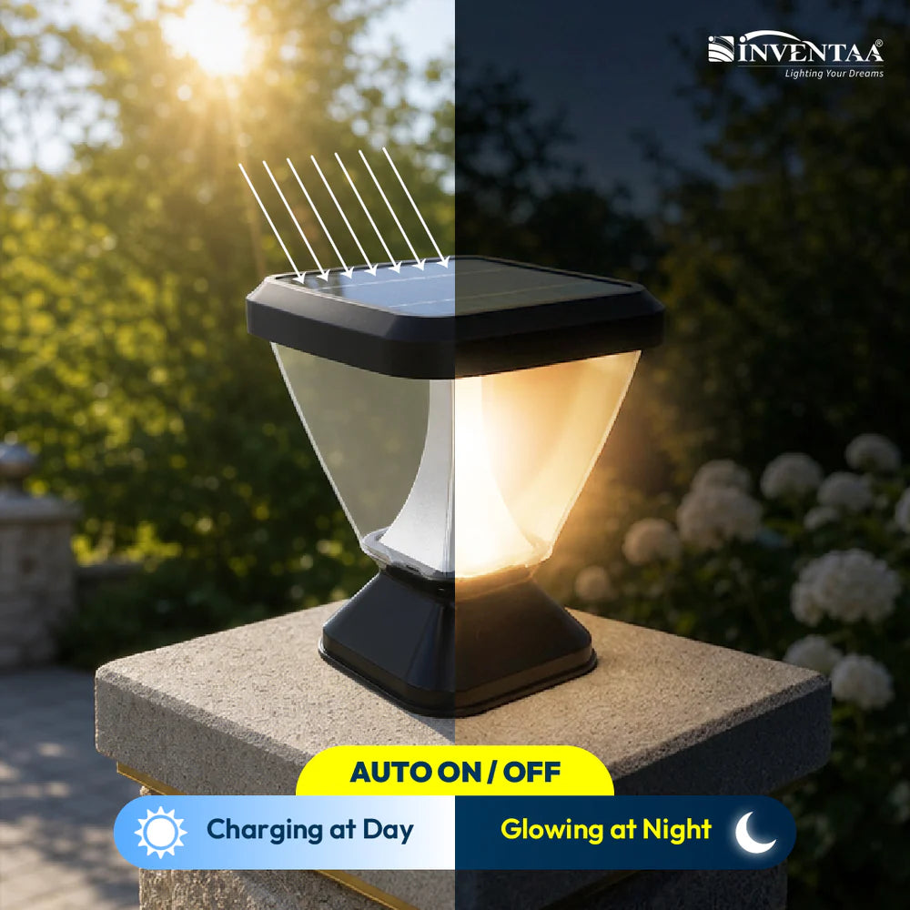 Inventaa Zenia 12W Outdoor Gate Pillar Light — 3-in-1 LED (Cool, Warm & Neutral White)-Outdoor Lighting-dealsplant