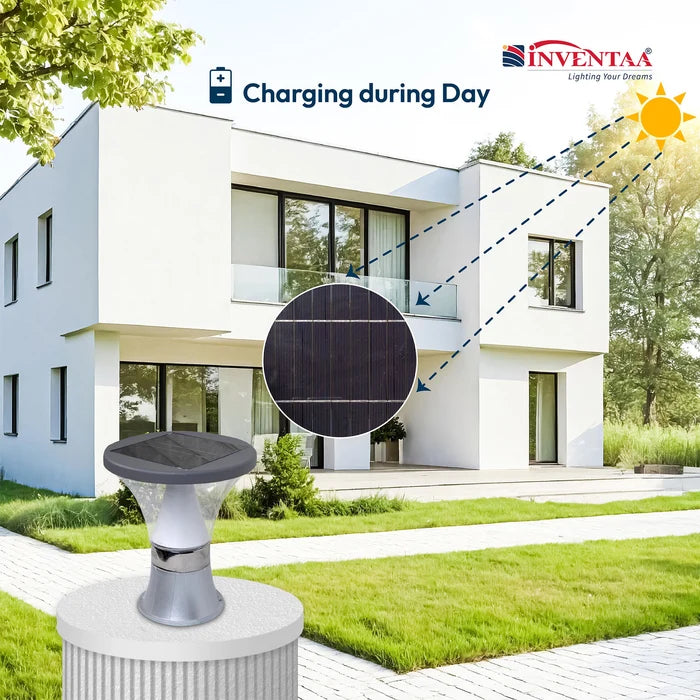 INVENTAA Pluto Solar Gate Light - Premium LED Solar Gate Lamps for Outdoor Pillars
