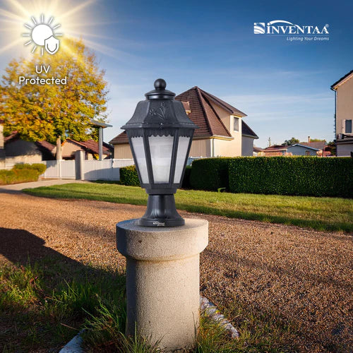 Inventaa Tacita Modern 12W Outdoor Gate Light | 3-in-1 LED (Cool, Warm & Neutral White) | Weatherproof Post Top Mount