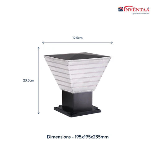 Inventaa Villa 12W Fancy Outdoor Gate Light | 3-in-1 LED (Cool, Warm & Neutral White) | Weatherproof Post Top Mount