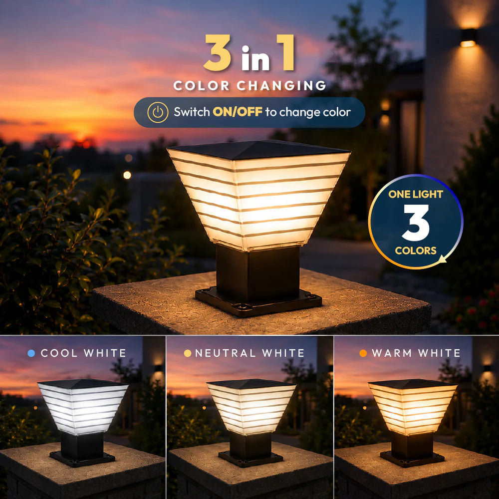 Inventaa Villa 12W Fancy Outdoor Gate Light | 3-in-1 LED (Cool, Warm & Neutral White) | Weatherproof Post Top Mount