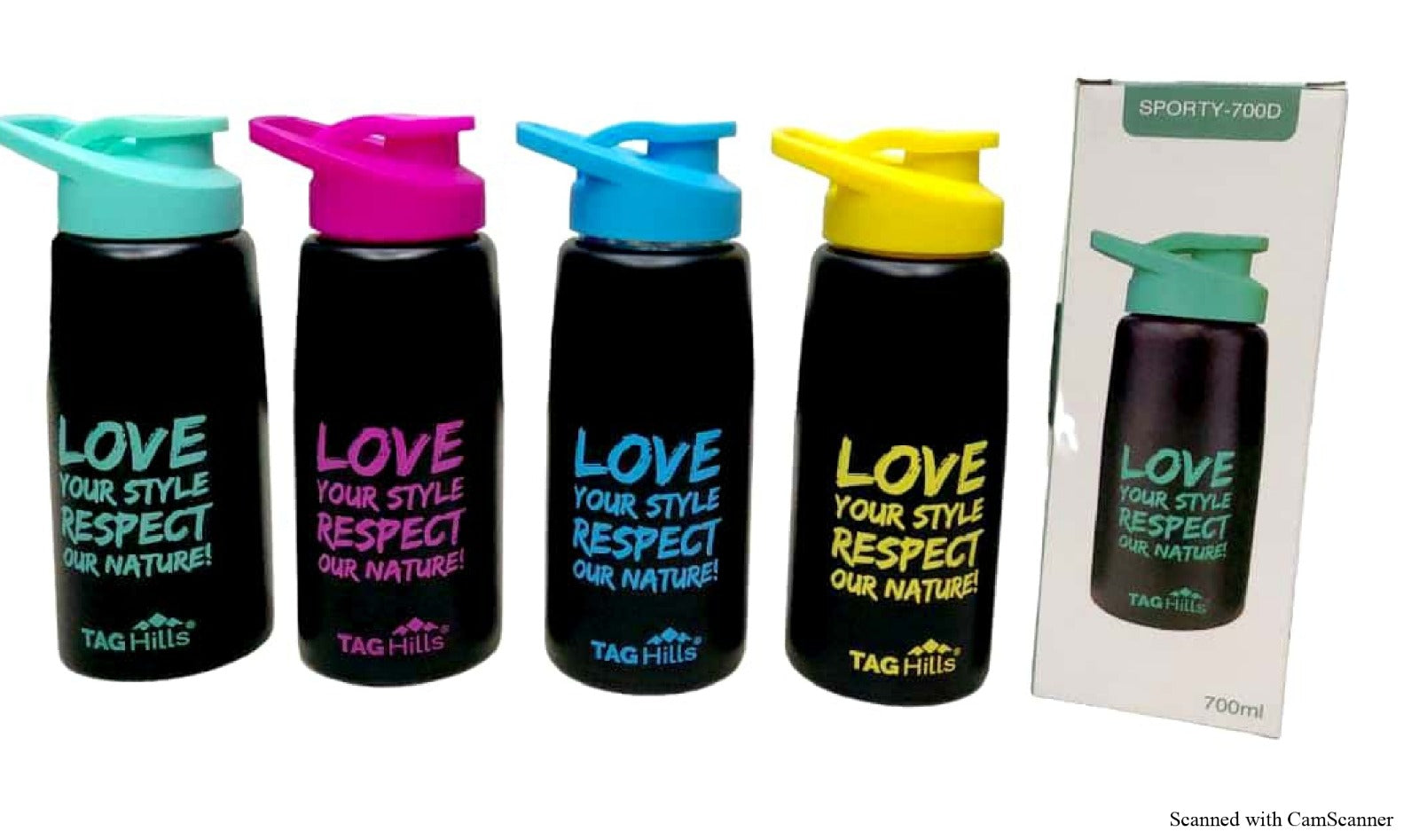 TAG Hills Sporty Water Bottle, Set of 3, Multicolour Matching print Each 700ml-Home & Kitchen Appliances-dealsplant