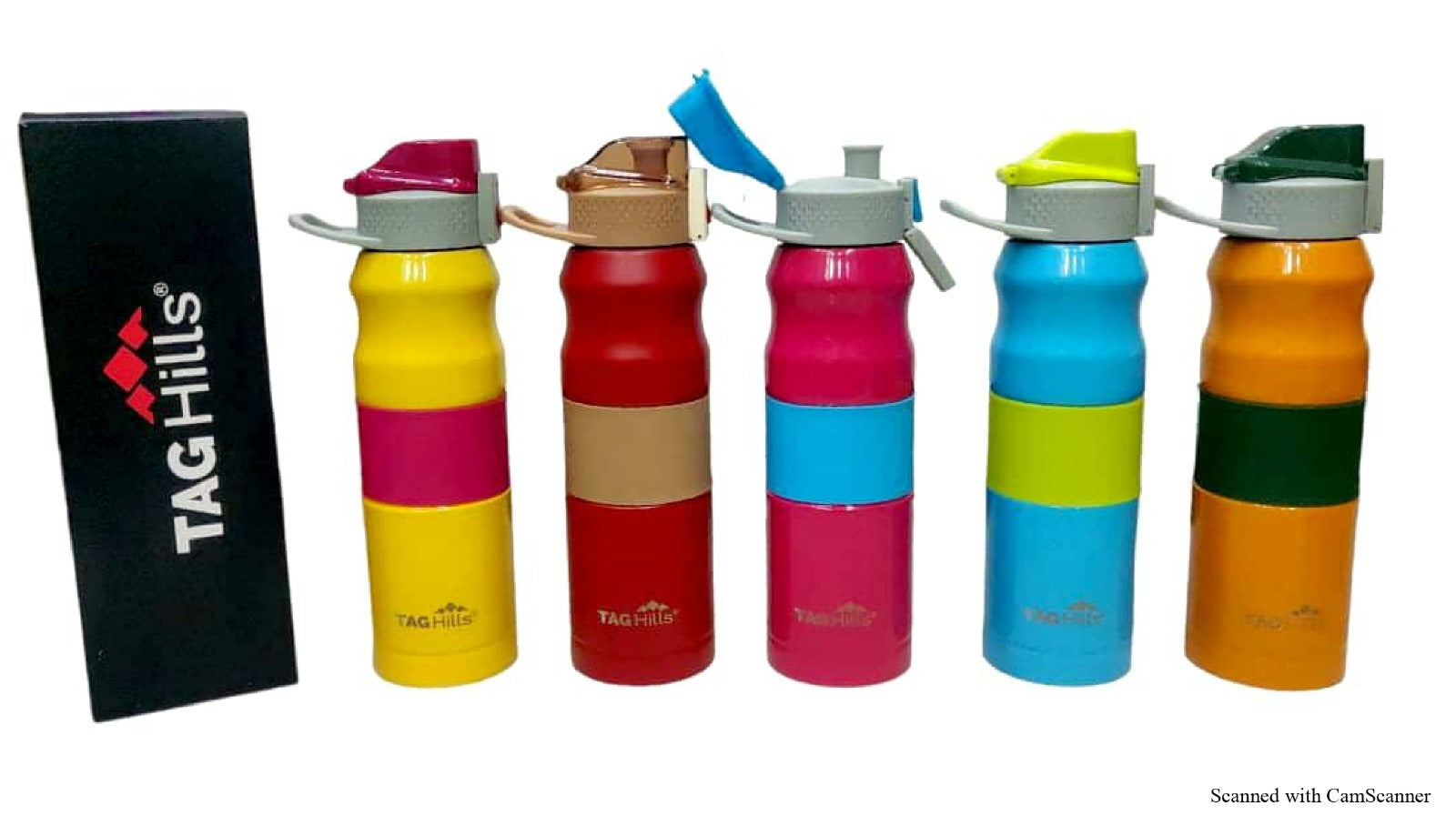 TAG Hills Camy Water Bottle with Button flip lock open& handle, Set of 3, Multicolour Each 850 ml-Home & Kitchen Appliances-dealsplant