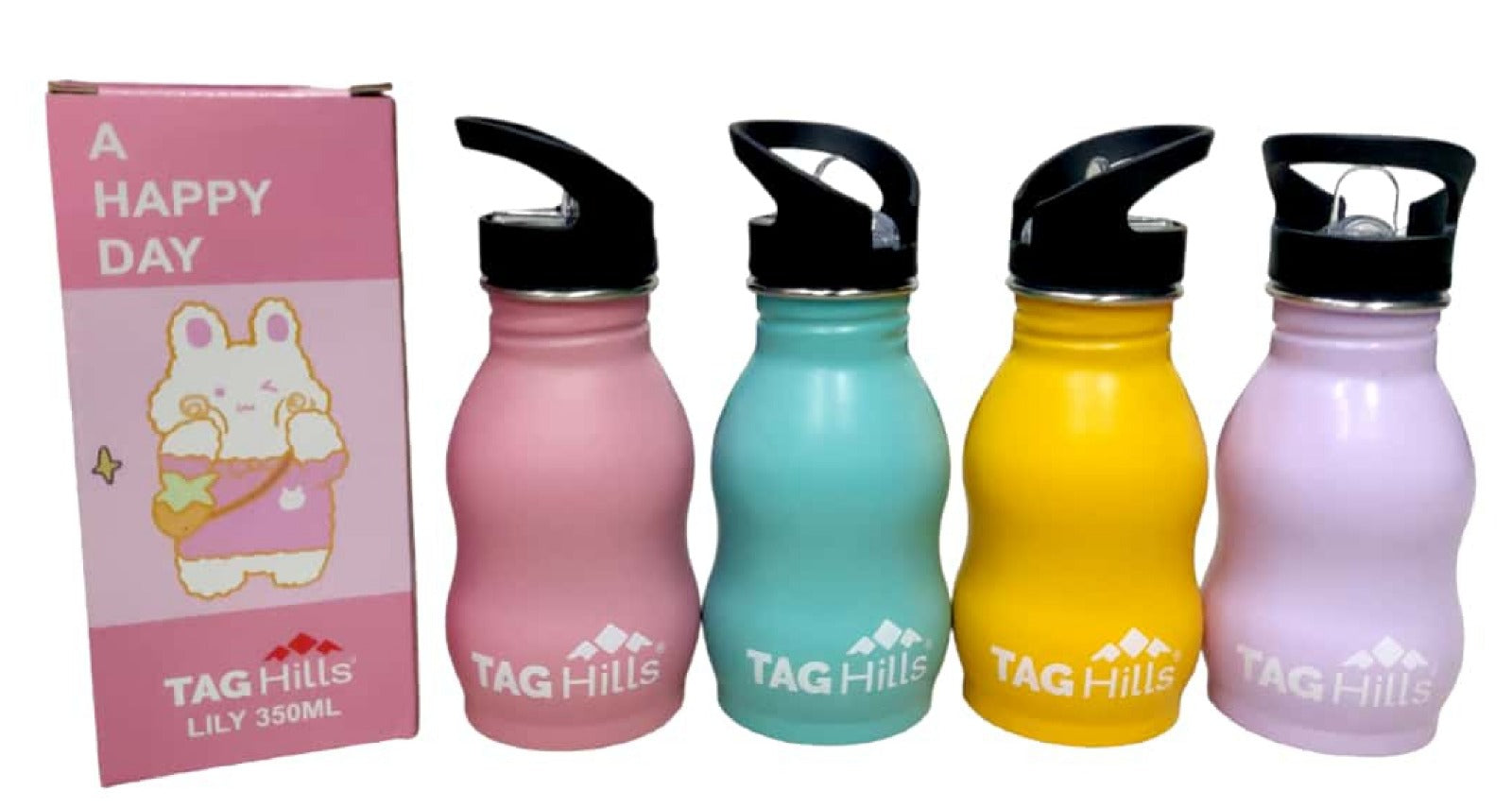 TAG Hills LIlly Water Bottle Set of 3, Multicolour Each 350 ml (KIDS Special)-Home & Kitchen Appliances-dealsplant