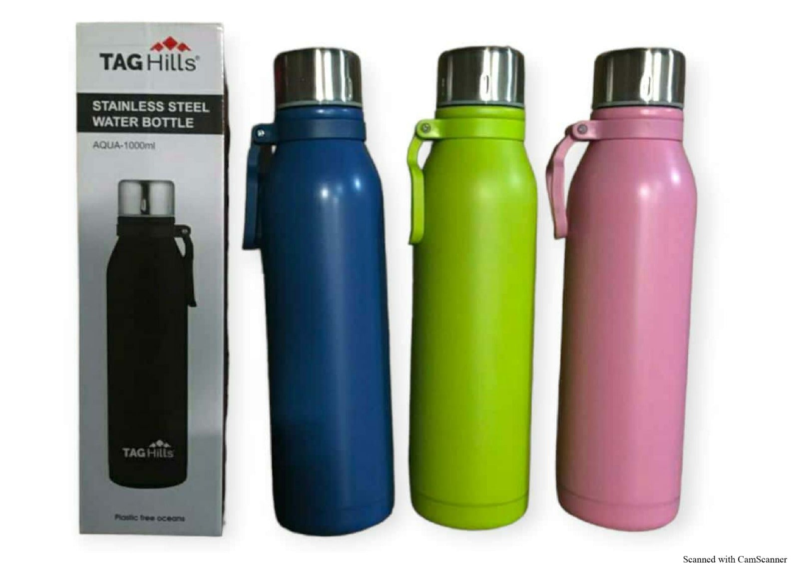 TAG Hills Aqua sports Water Bottle with handle cap Mattle colours, Set of 3 Each 1000ml-Home & Kitchen Appliances-dealsplant